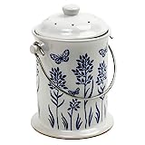 Norpro Ceramic Floral Blue/White Compost Keeper, 3-Quart
