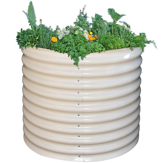 Tall round metal raised bed